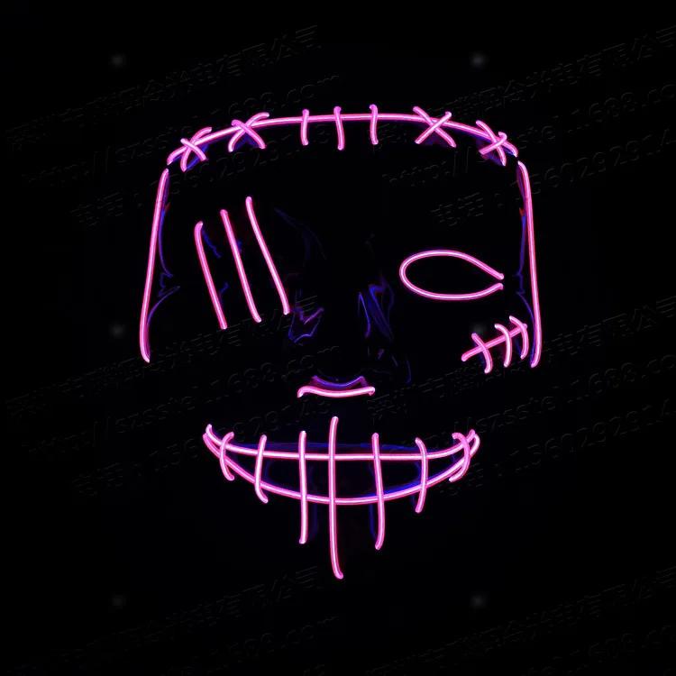 Halloween Glowing Grimace Mask EL Mask Mask Horror Scary Carnival Holiday Party Props