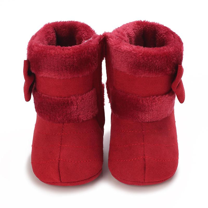 0-18M Babyschuhe Mädchen Winter Plüsch Komfort Schneestiefel Niedliche Schleife Baumwollschuhe Baby Weichbesohlt Rutschfest Kleinkindschuhe