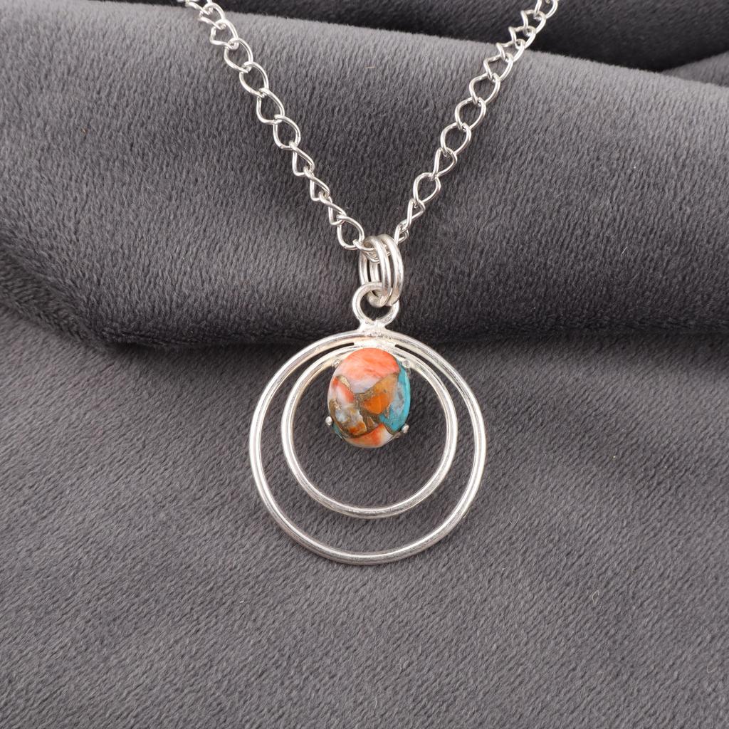 Spiny Oyster Handmade Gemstone Pendant, 925 Solid Sterling Silver Pendant Designer Jewelry, For Anniversary Gift