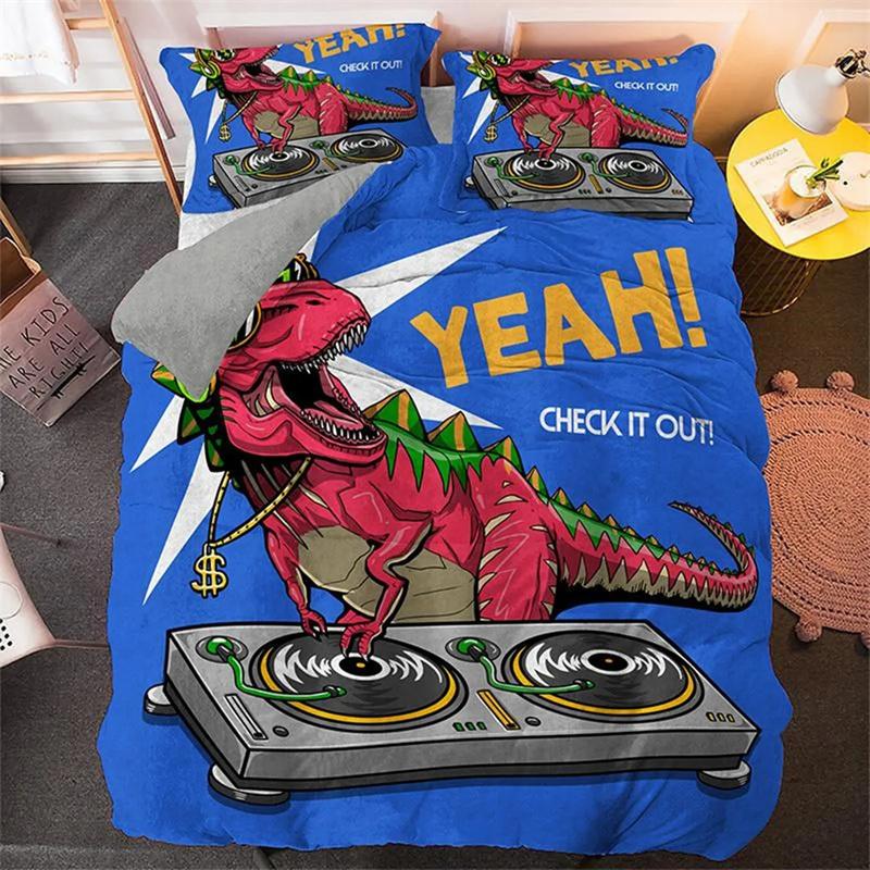 

Пододеяльник с изображением динозавра, постельное белье с изображением динозавра, зеленый узор с изображением динозавра, украшение для спальни для детей, женщин и мужчин 135x200cm 2pcs