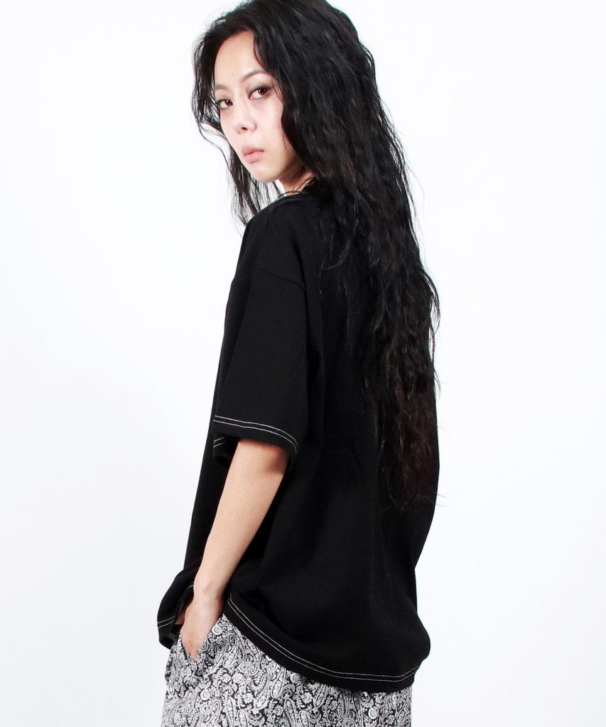 Deumakeu Outstitch Boxy Short Sleeve Tee - Black