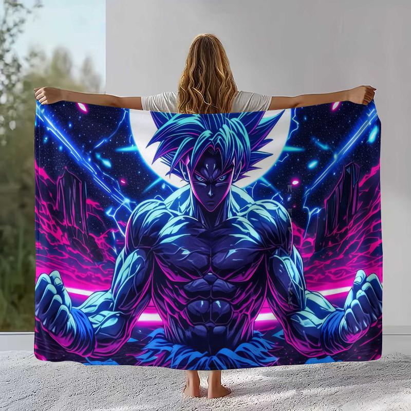 Anime D-Dragon Ball Game Cartoon Flannel Blanket,Ultra Soft Warm Plush Throw for Home Bedroom Bed Sofa Cover Office Camping