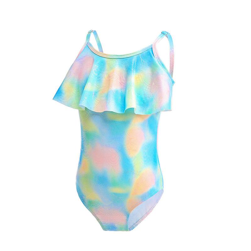 

Цельный купальник без рукавов для девочек 5-12 лет, летний треугольный купальник с рюшами 150