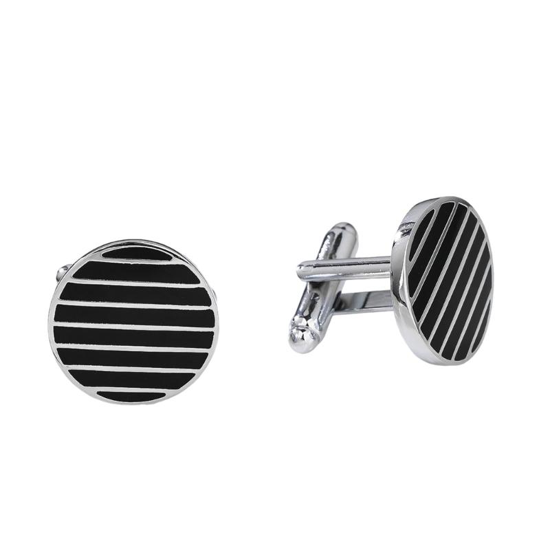 A52E 2pcs Brass Cufflinks Modern Elegant Pattern Locking Systems Elegant Office Party Accessories