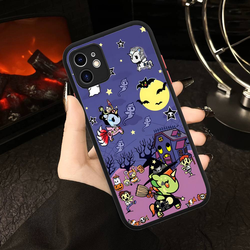 Character T-tokidoki For IPhone 16 15 14 13 12 11 Pro Max X XS MAX Plus Translucent Black Phone Cover