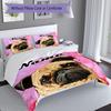 3PC Custom Name Pug Pearl Necklace Art Bedding Set Duvet Cover Closure Includes 1 Duvet Cover & 2 Pillowcases for Bedroom