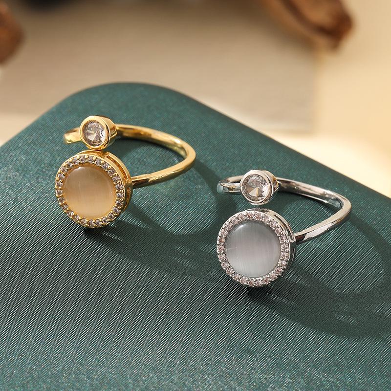 Korean Fashion Cat's Eye Stone Open Ring for Women - High-End, Trendy Index Finger Ring