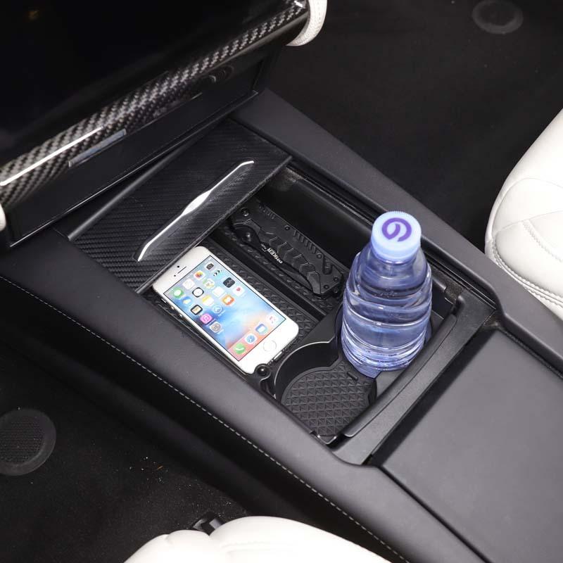 Car Storage Box For Tesla Model X Model S Car Center Console Armrest Storage Box Tray Organizer Anti-Slip Mats Storage Tidying