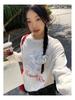 Women's Casual Long Sleeve Crew Neck Printed T-Shirt - Slimming, Sun Protection, Loose Fit, White Summer Cover-up.