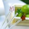 Creative Star Coffee Spoon Kitchen Dessert Cake Scoops Colorful Glass Tea Spoons Long Handle Mixing Round Spoon