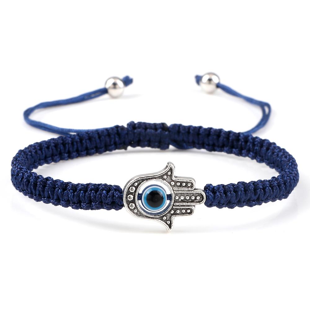 Fatima Prayer Hand Bracelet - Evil Eye Protection Couple Bracelets, Red Black Nylon Braided Lucky Jewelry for Men & Women