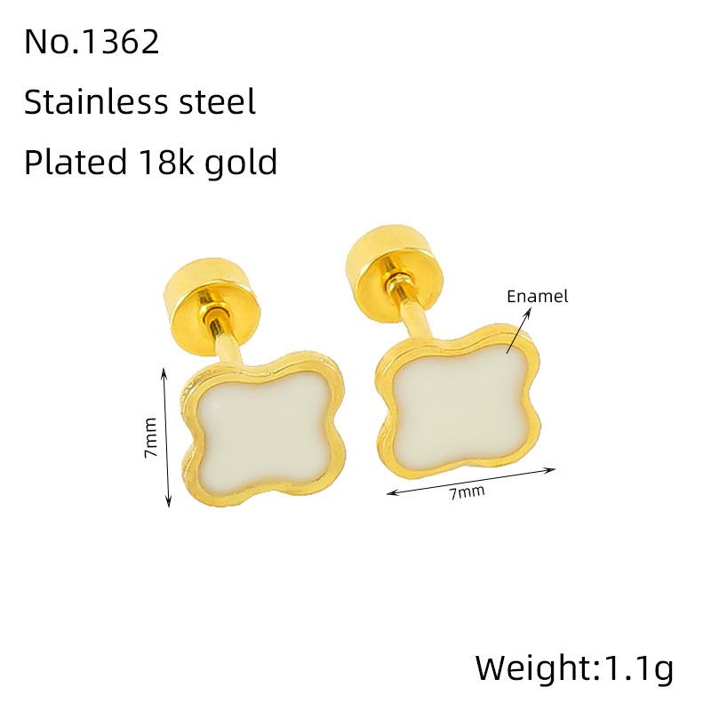 

Новые модные маленькие серьги-гвоздики из нержавеющей стали с четырьмя листочками клевера, простые и универсальные серьги-гвоздики из титановой стали