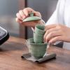 Celadon Ge kiln opening film can raise outdoor portable travel tea set, one pot and two teacups, gifts