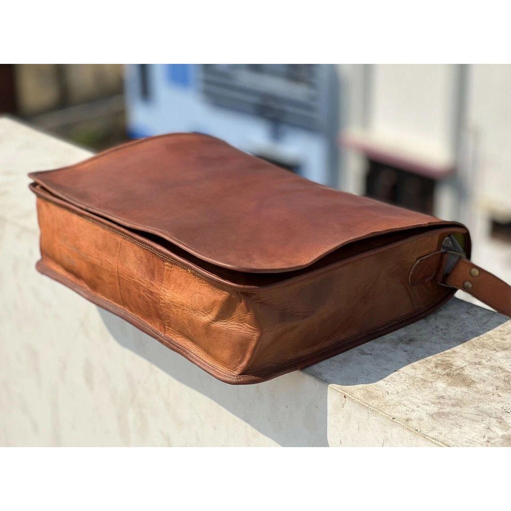 Bag Leather Genuine Men's Vintage Travel Shoulder Laptop Men Brown Messenger New
