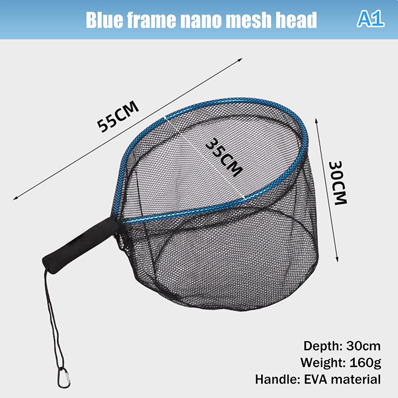 Portable Fishing Nets Ultralight Aluminum Alloy Silicone Wear Resistance Mesh Hand Dip Casting Landing Net For Fly Fishing