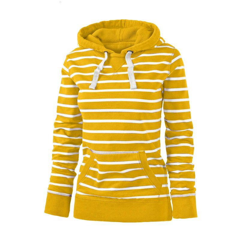 

Age-Reducing Striped Casual Top Coat Hoodie Drawstring Yellow S