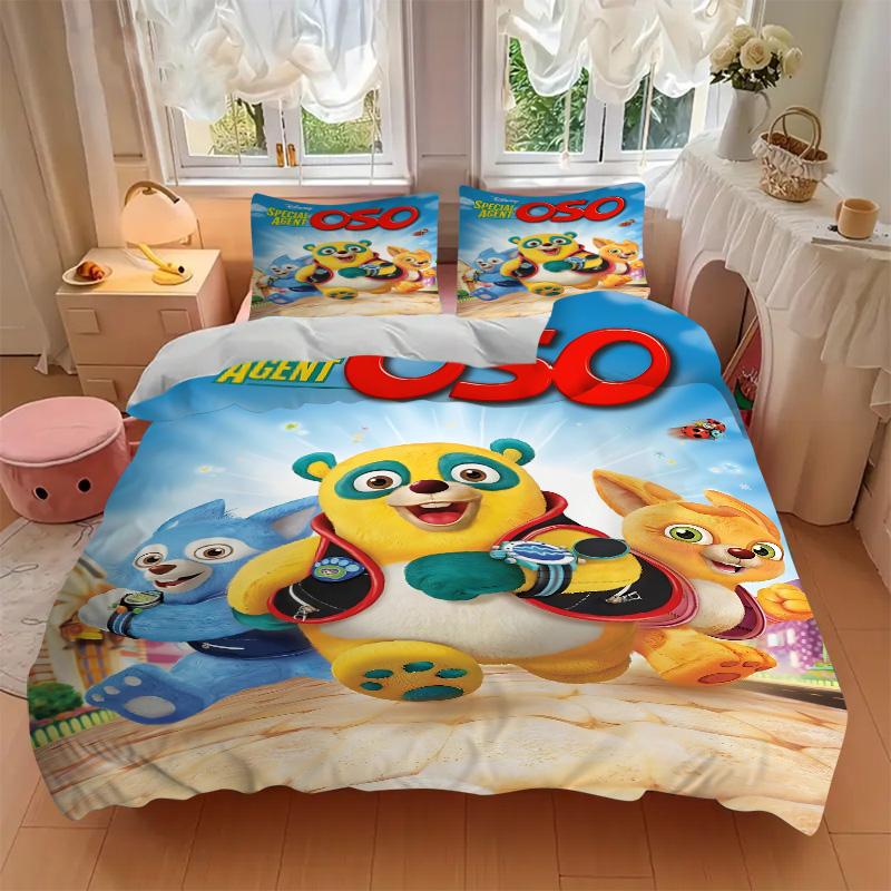 Special Agent Panda Print 3Pcs Bedding Set,Duvet Cover with 2 Bedro,Pillowcase Home Birthday Gift