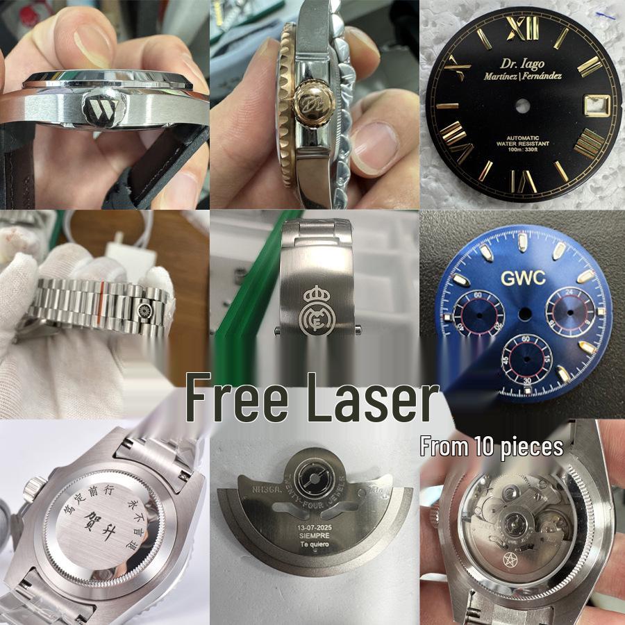 39mm Quartz Chronograph Watch Case Kit with VK63 Movement, 316 Stainless Steel Accessories