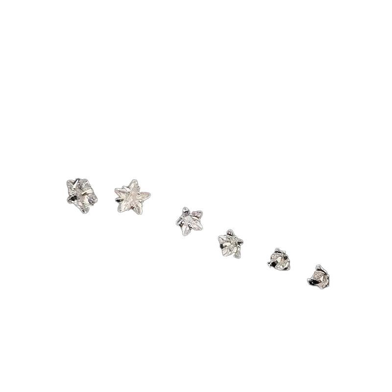 S925 Exquisite Zircon Five-Pointed Star Stud Earrings Women'S Light Luxury High-End Trendy Simple And Versatile Earrings