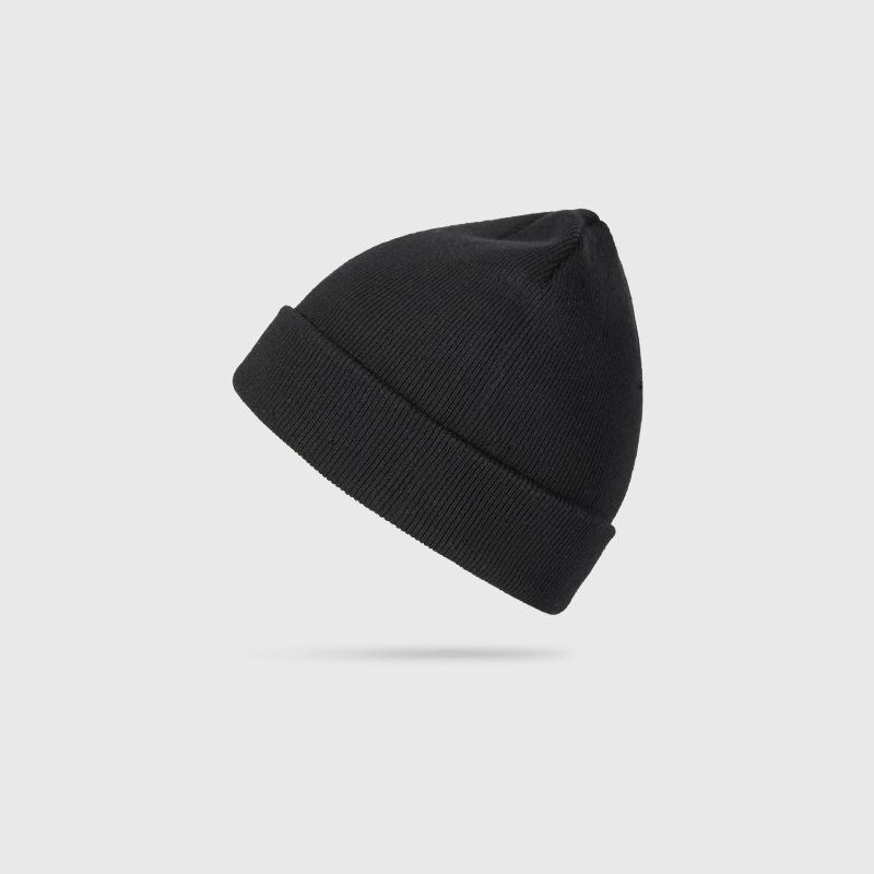 Autumn and winter knitted hats are not easy to pill, simple black men's large head circumference fashionable cold hats warm cotton woolen hats for