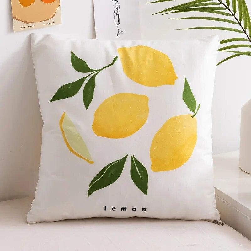 Minimalist Creative Abstract Line Pillowcase Peach Lemon Pear Fruit  Sofa Office Seat Cushion Cover Home Decoration