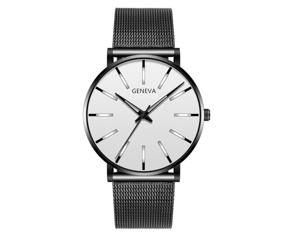 Fashion Blue Needle Men'S Watch Men'S Watch Quartz Watch Mesh Belt