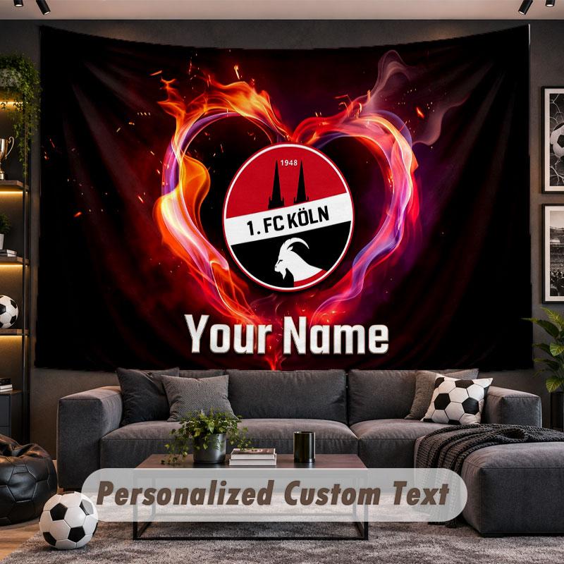 Wandbehang Wandteppich Benutzerdefinierter Name FC Köln Muster Personalisiert Bedruckter Stoff Wanddekoration