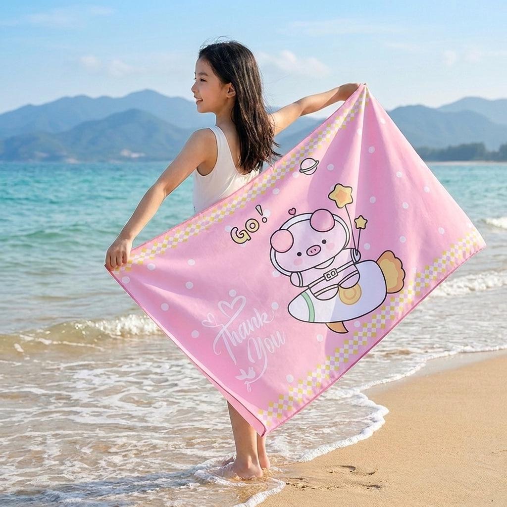 Double-Sided Plush Microfiber Beach Towel, 70x150cm - Quick-Drying, Skin-Friendly, Portable Shawl