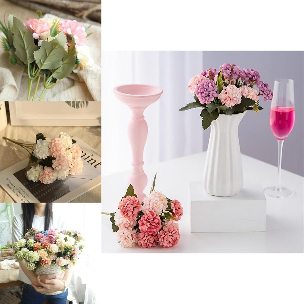10 Heads Artificial Silk Hydrangea Fake Flowers Bouquet For Elegant Home Decor