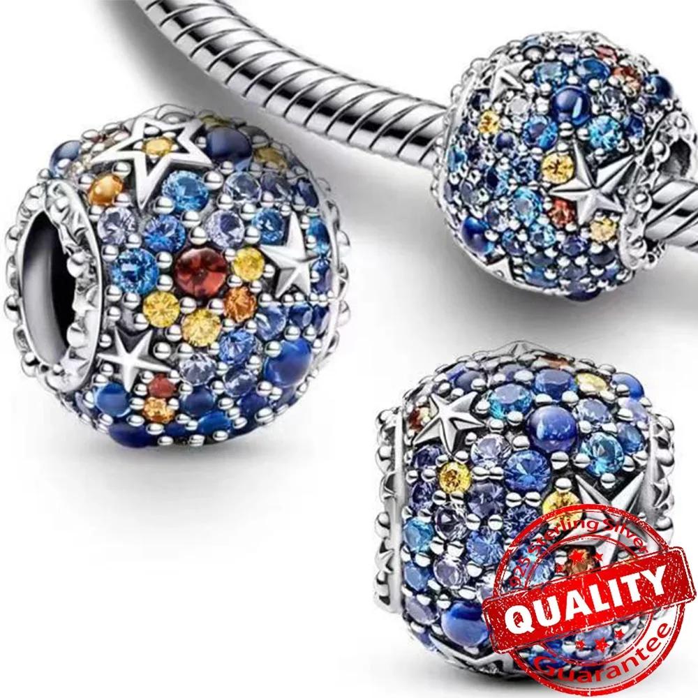 Colorful Full Diamond Charms Copper Heart Blooming Rose Round Beads Pendant Fit Original Bracelets Necklace Jewelry