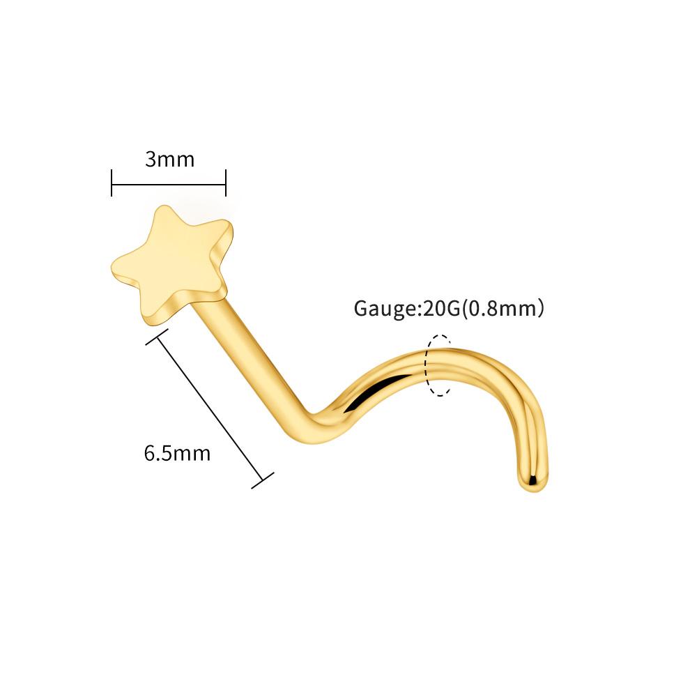 Right Grand ASTM F136 Titanium 20G Nose Stud Ring Hypoallergenic CZ/Ball/Heart/Star Corkscrew Nose Nostril Body Piercing Jewelry