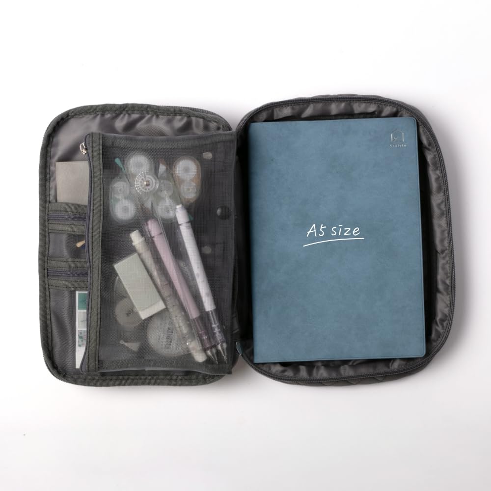 Stationery Large Holds Multiple Easy to Planner Notebook A5 Stationery Y-Style Case, Capacity, Books, Pockets, Carry, Pouch, Storage, Planner, Case,