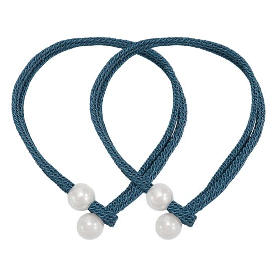 1 Pair Curtain Tiebacks for Drapes, Adjustable Curtain Rope Tie Backs, Faux Pearls Cord Curtain Buckle Holder for Home Hotel Office Window Drapery