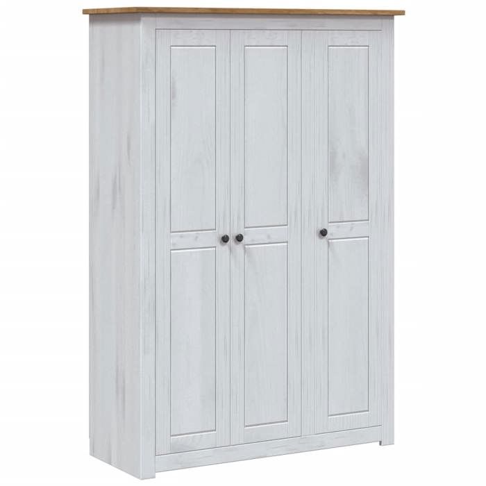 VidaXL Pin Garde-robe à 3 Portes Penderie Armoire de Rangement Stockage Armoire de Vêtements Chambre à Coucher Maison Blanc 282663