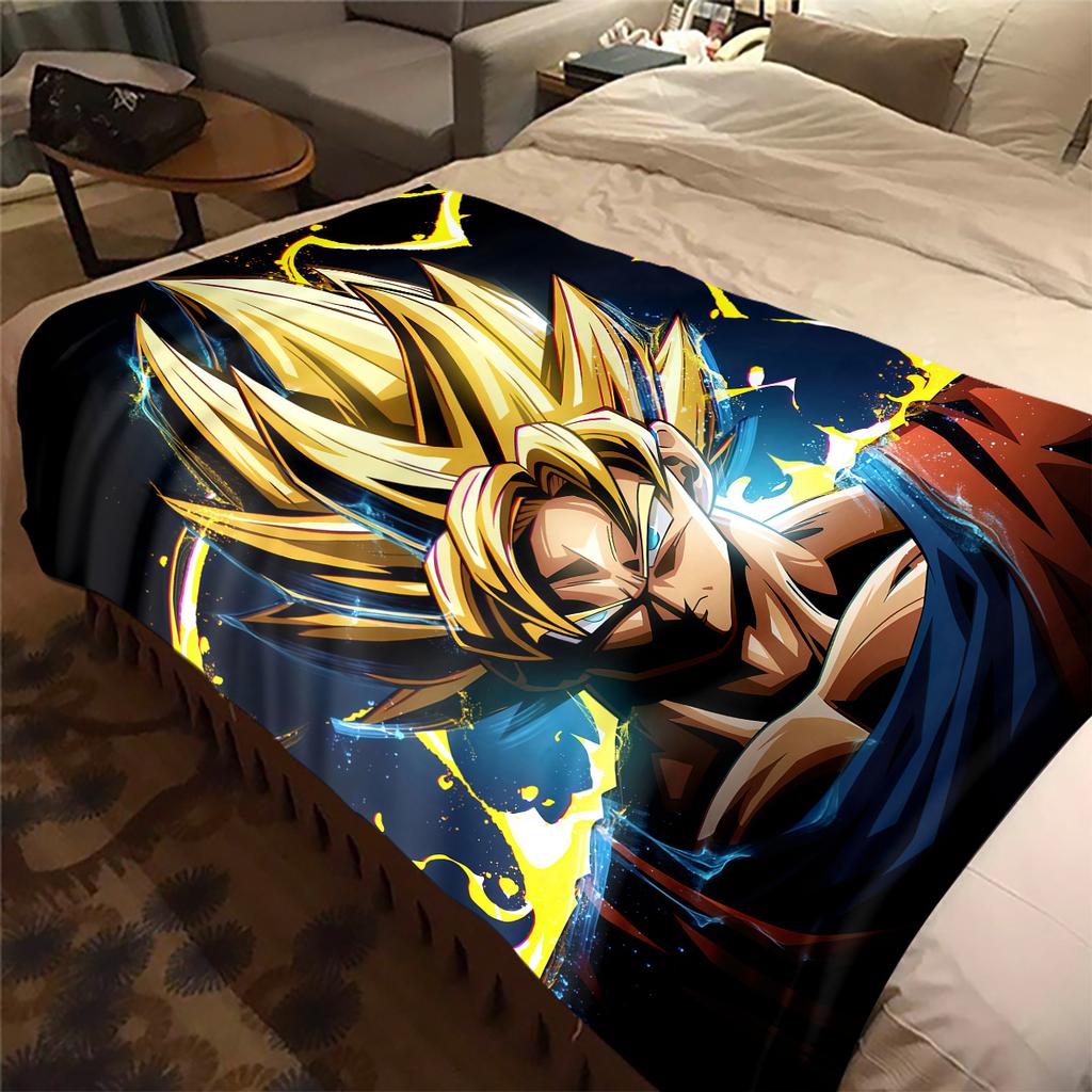 1PC Son Goku  Print Flannel Blanket, High quality All Seasons, Home Decor, Warmth and Comfort, Perfect for Christmas Gifts