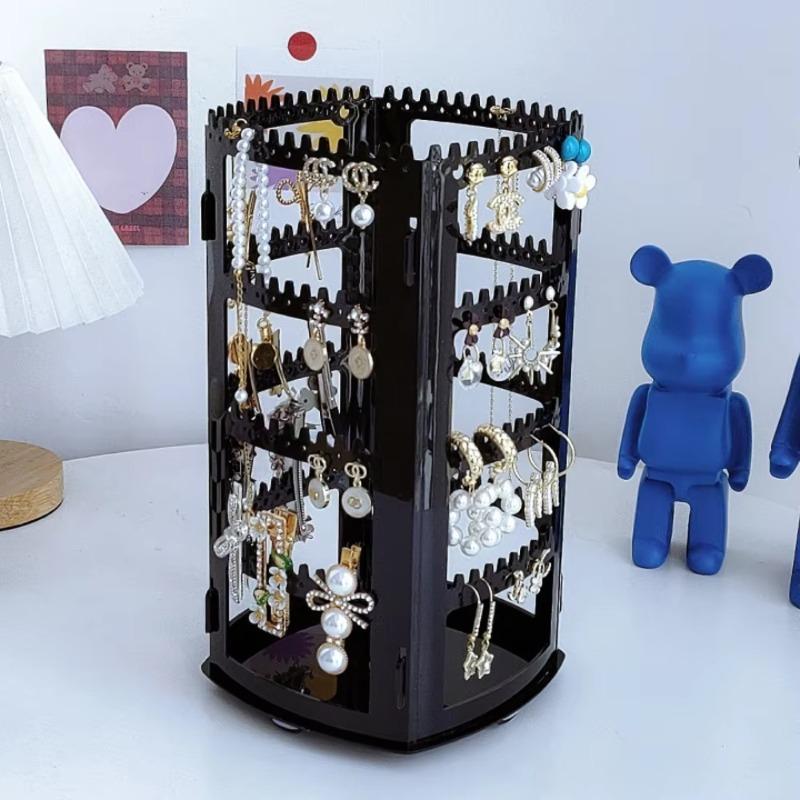 1 Stück/2 Stück 360 Grad Drehbarer Schmuckaufbewahrung Ohrring-Präsentationsständer Kunststoff Ohrring-Organizer Halter Vitrine Schmuck Make-up Etui