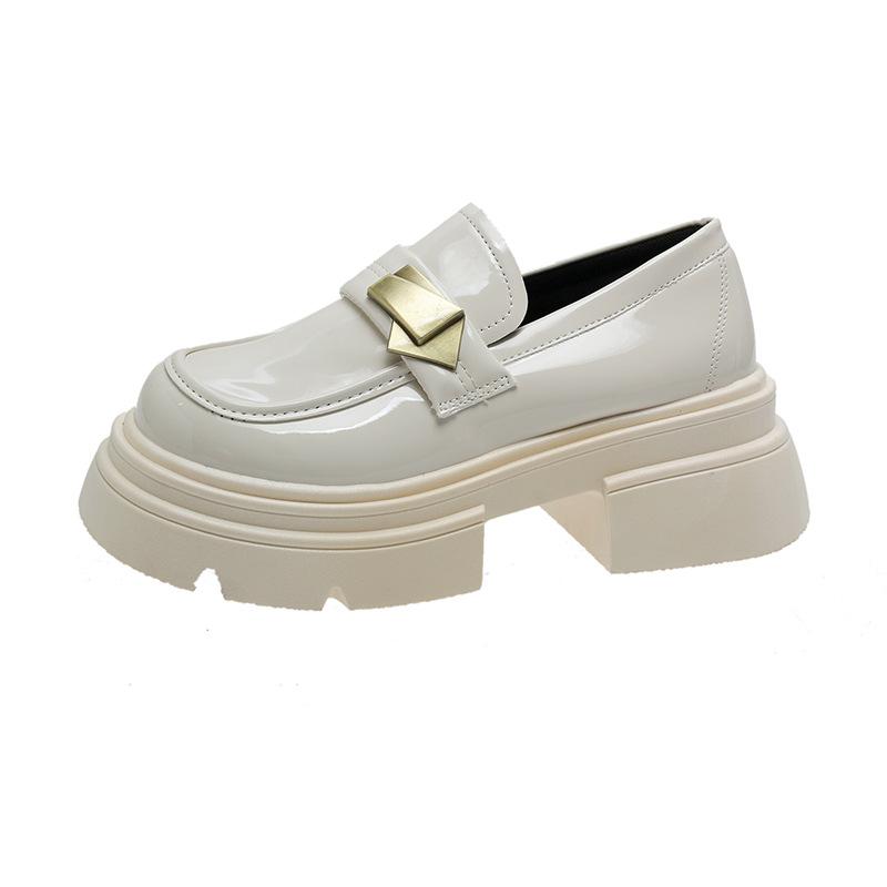 

Лоферы на толстом каблуке для женщин, весна 2025, новые популярные универсальные нишевые туфли с круглым носком на толстой подошве, маленькие кожаные туфли с круглым носком черного цвета для женщин 40