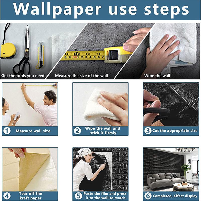 10PCS 3D Wall Sticker Wallpaper Brick Sticker XPE Foam Self-Adhesive Anti-Collision Wallpaper for Kitchen Living Room Bathroom Corridor