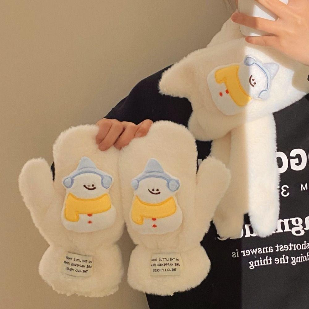 Thicken Neckerchief Wrap Cartoon Neck Warmer New Gloves  Winter