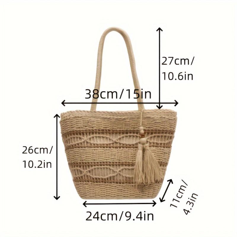 Large capacity shoulder straw woven bag women's versatile high-end hand-woven bag tote bag seaside vacation beach bag