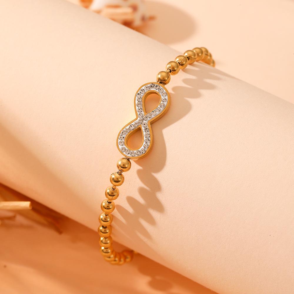 INS-Style High-End Titanium Steel 8-Shaped Diamond-Inlaid Bracelet