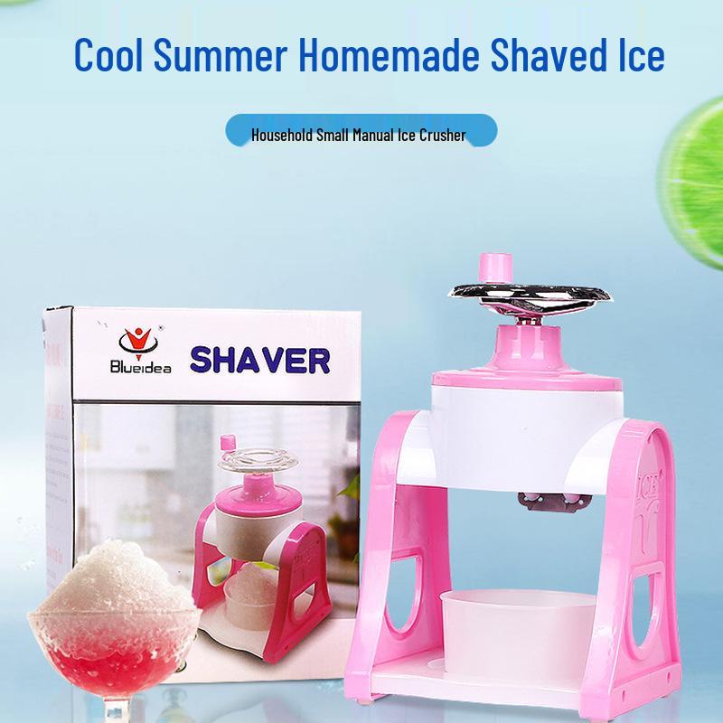 Home Mini Shaved Ice & Smoothie Maker: Manual Hand-Crank Ice Crusher and Shaver