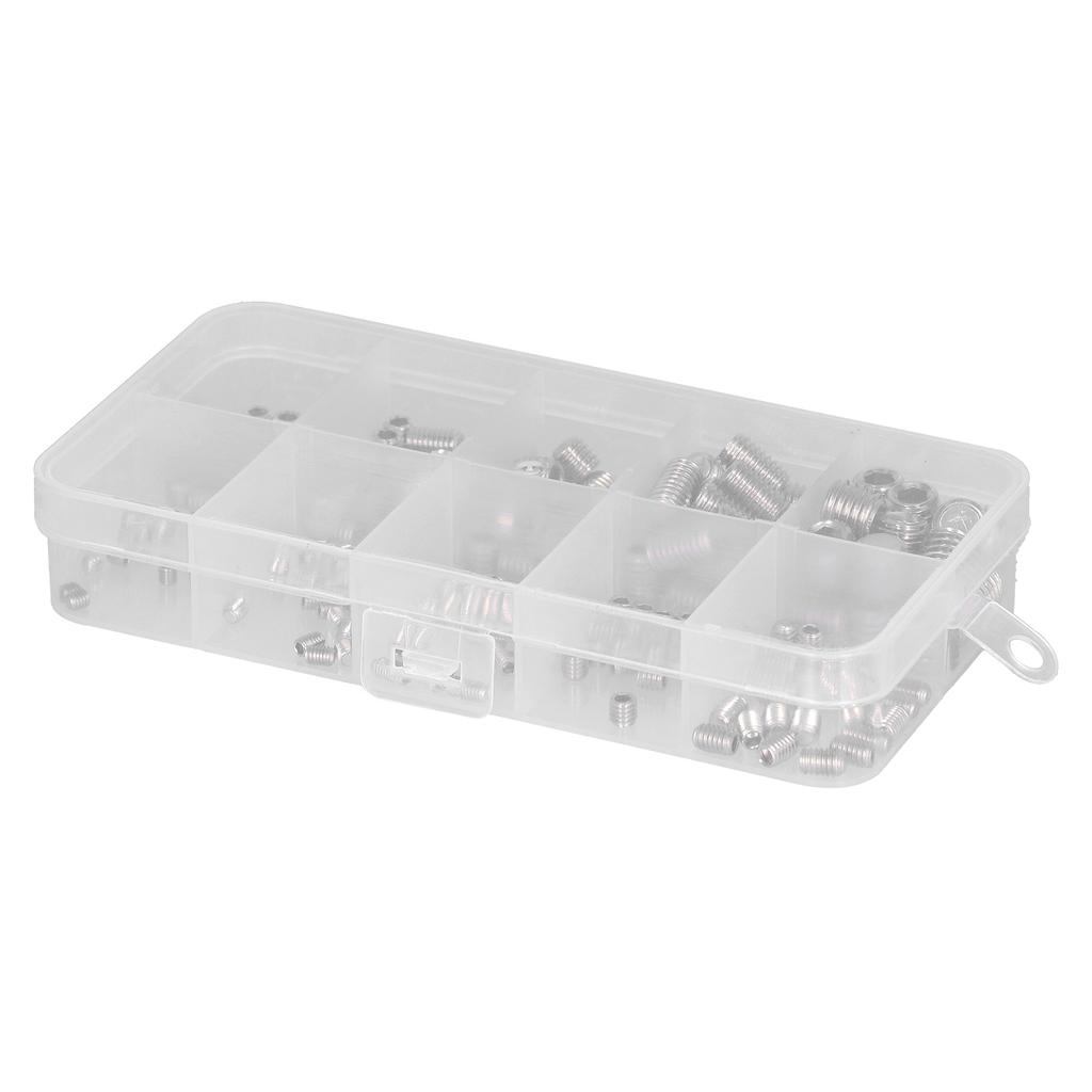 220 Pcs Grub Screw Stainless Steel M3 to M8 Inner Hex Concave End Tight Joint Tool for Precise