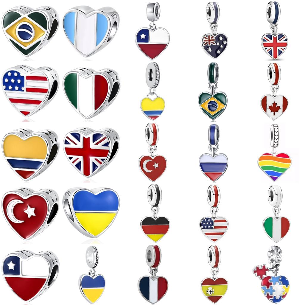 Beautiful New Copper Charm Fit Original Bracelet Accessories Women Jewelry National Flag Faith Series Amulet