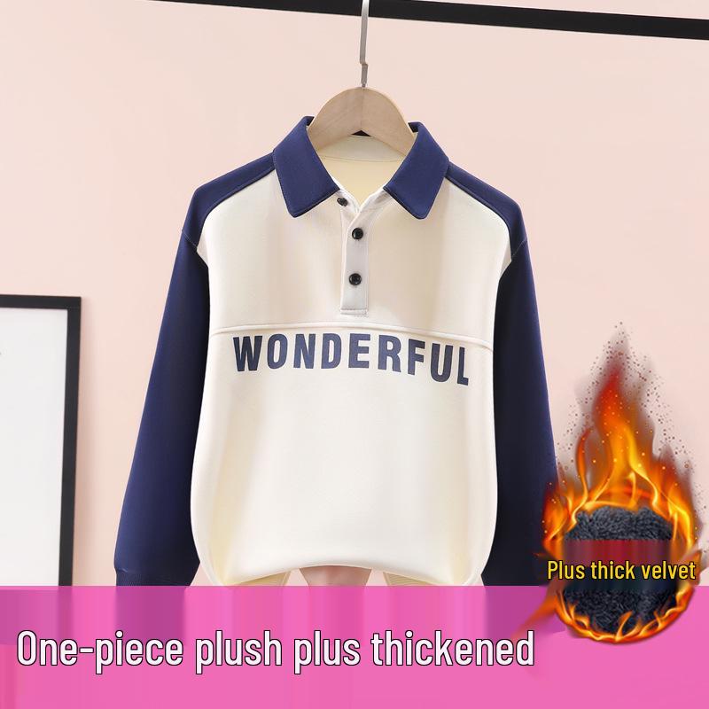 Boys' Polo Sweatshirt with Turn-Down Collar - Handsome Casual Top for Kids, Autumn Wear