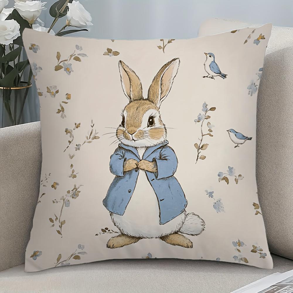 PC Vintage Peter Rabbit Decorative Pillow Cover Ideal for Easter Sofa Bed Living Room Office