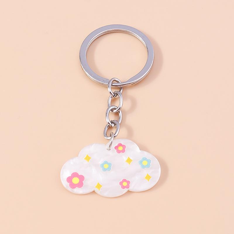 Cute Resin Canday Colors Cloud Keychain for Women Girls Rainbow Keyring Pendants Handbag Decor DIY Jewelry Accessories