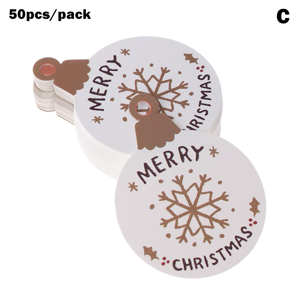 50PCS Merry Christmas DIY Kraft Tags Labels Gift Wrapping Paper Hang Tags Santa Claus Paper Cards Xmas Party Supplies