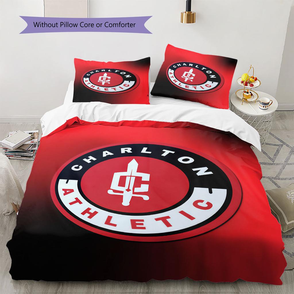 Charlton Athletic Pattern Bedding Home Decoration Birthday Gift ( 1 duvet cover + 2 pillowcase, without core),fan merchandise.