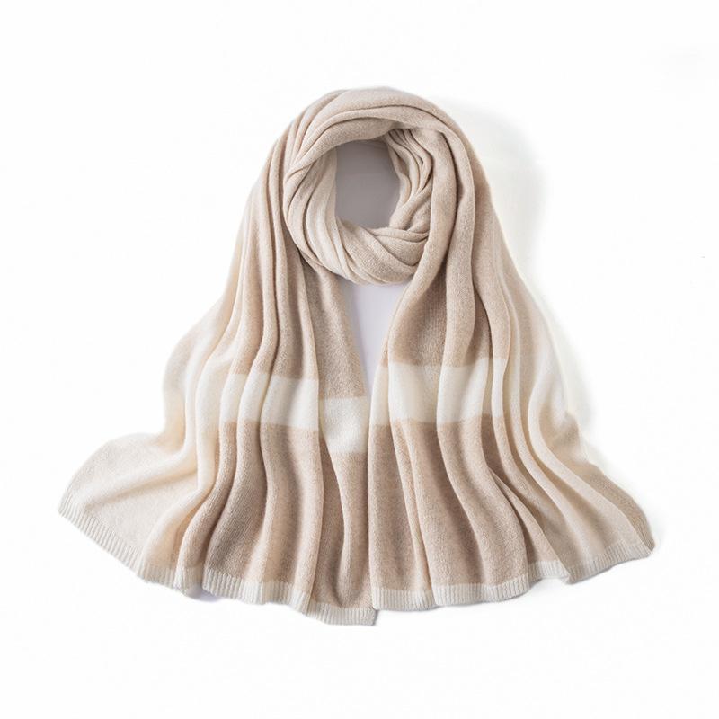 

Женский длинный шарф из 100% кашемира, шарф с цветовой блокировкой на осень и зиму 2025 года, подарок на день рождения для мужчин и женщин 180cm